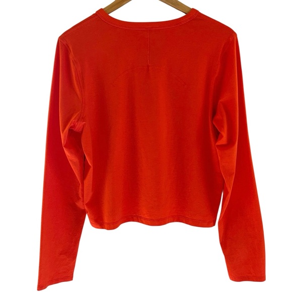 Lululemon Classic Fit T-Shirt Size 10 Cotton Lyocell Linen Long Sleeve Orange - Picture 2 of 15